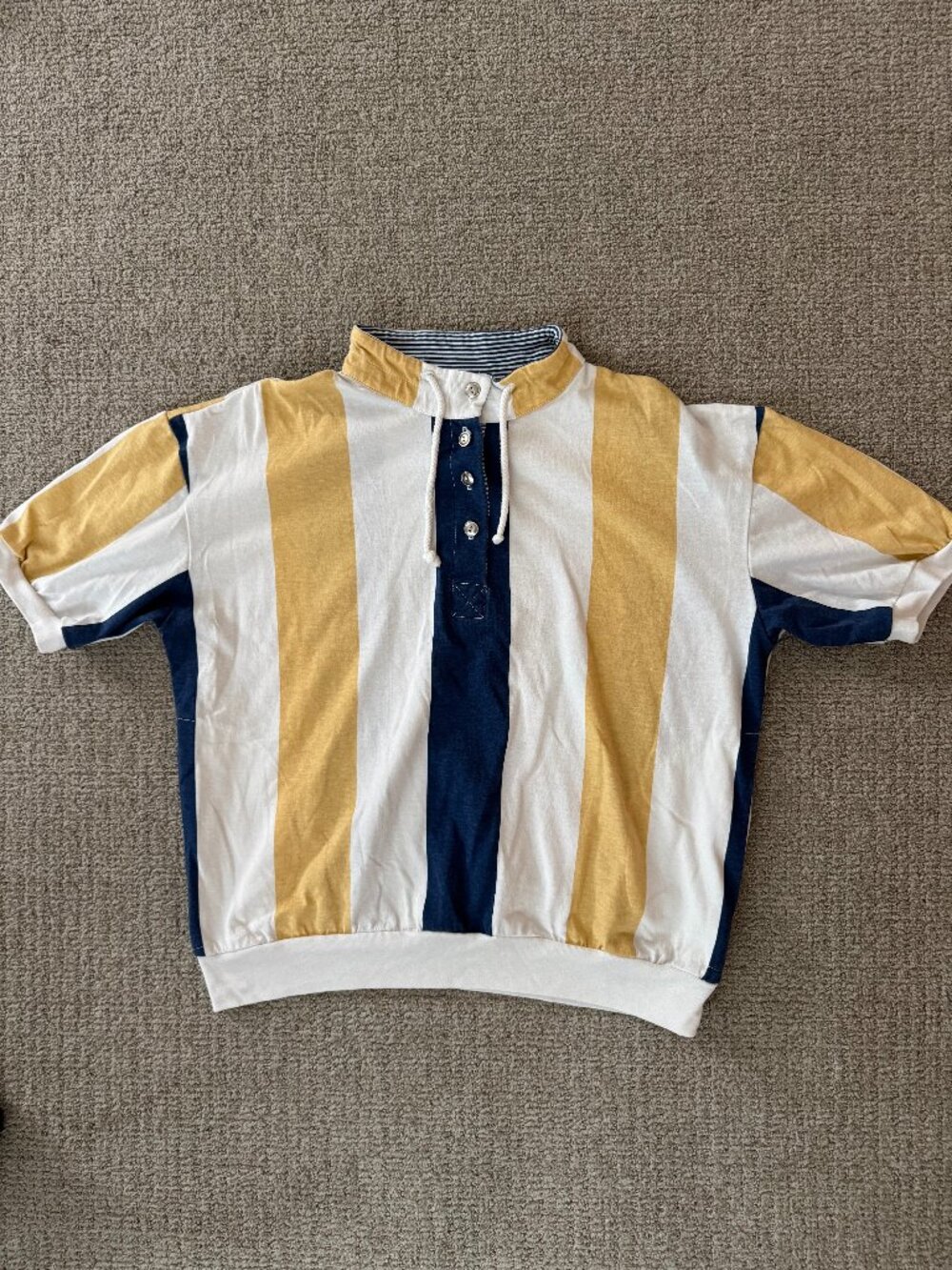 Vintage 90s Paquette Byer California Short Sleeve Henley Shirt, Striped, Size M